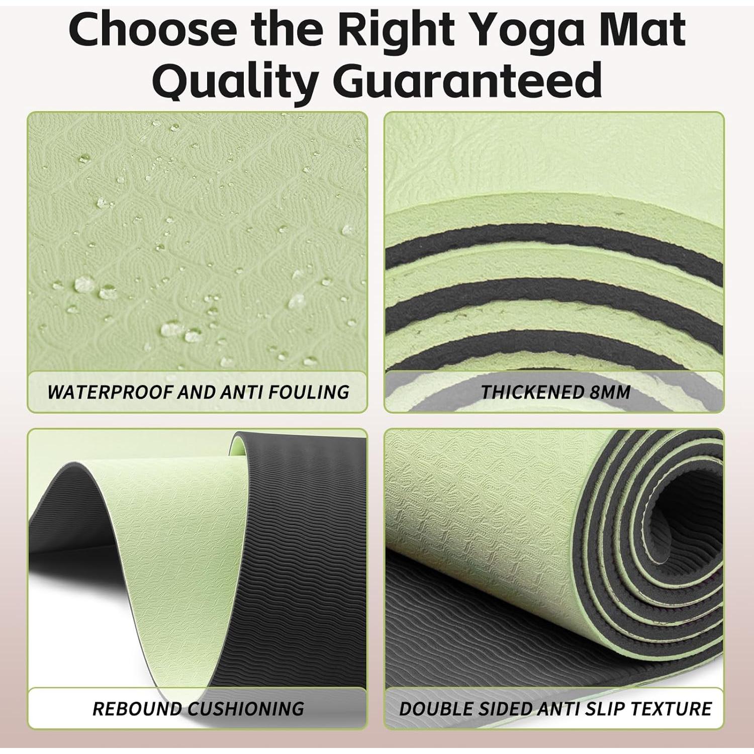 Estera de Yoga PAIDU 8mm TPE Antideslizante Verde y Negro