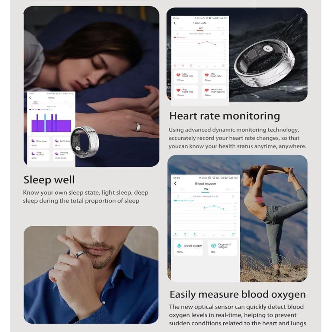 Anillo Inteligente Maibloln PX03 Negro - Salud y Fitness 5ATM