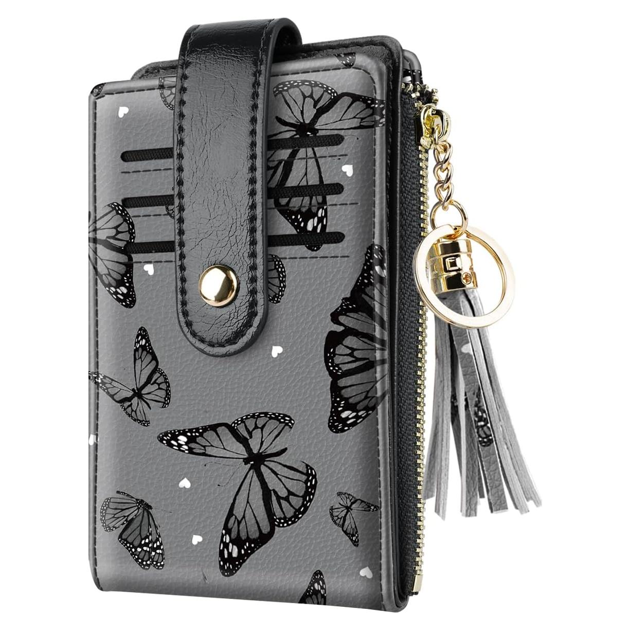 Billetera Bifold delgada Simikol con bloqueo RFID Mariposas Negras