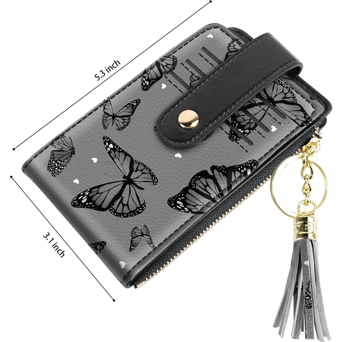 Billetera Bifold delgada Simikol con bloqueo RFID Mariposas Negras