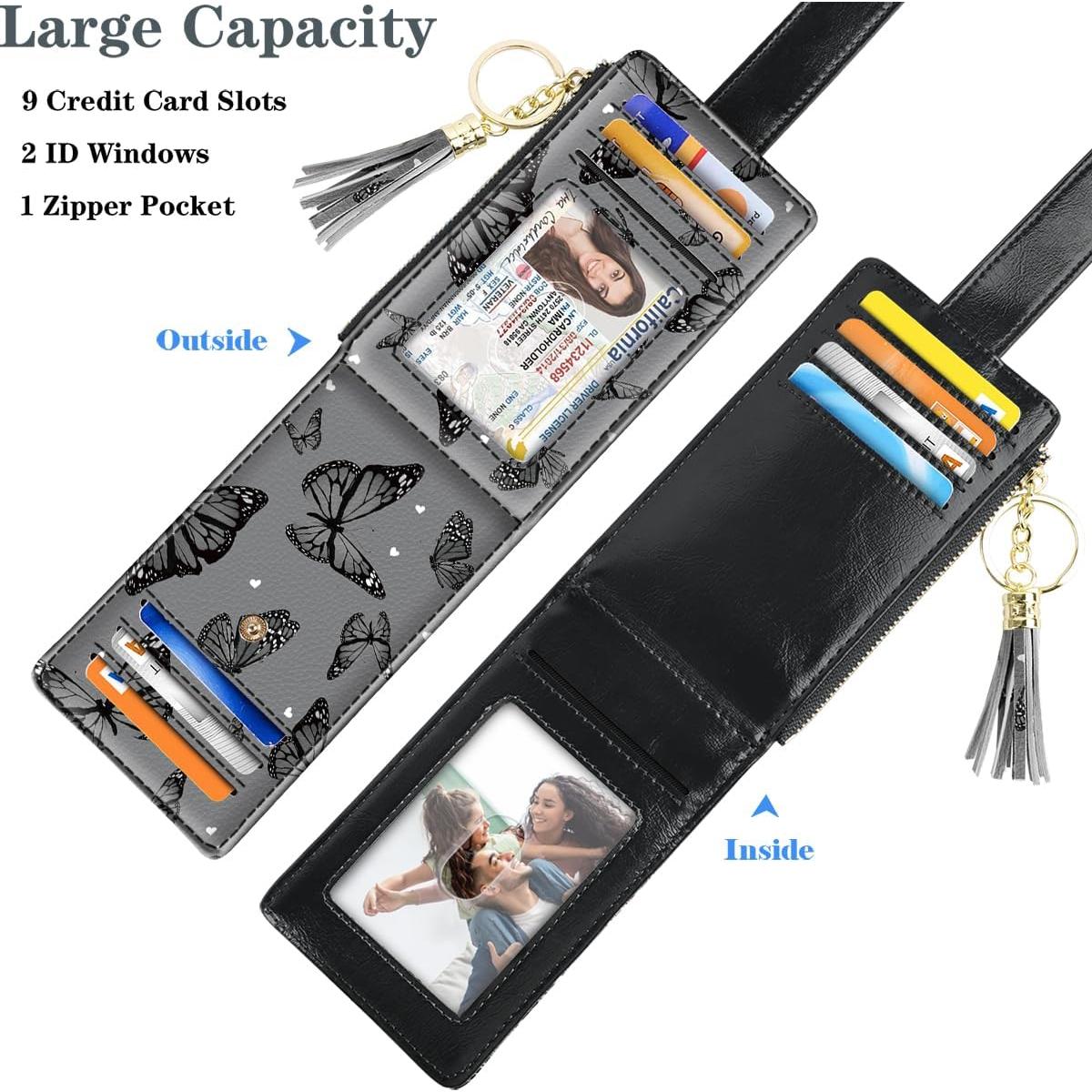 Billetera Bifold delgada Simikol con bloqueo RFID Mariposas Negras