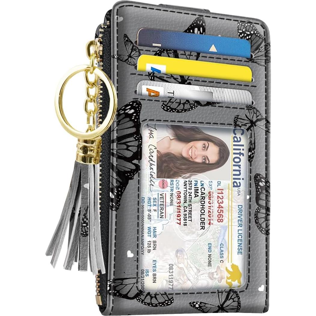 Billetera Bifold delgada Simikol con bloqueo RFID Mariposas Negras