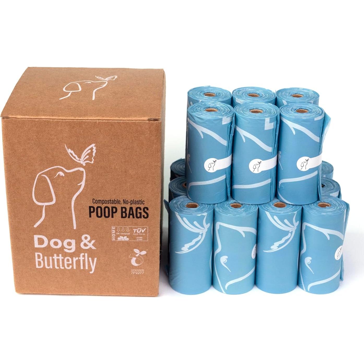 Bolsas Compostables Perro y Mariposa 270 Unidades 100% Sin Plástico