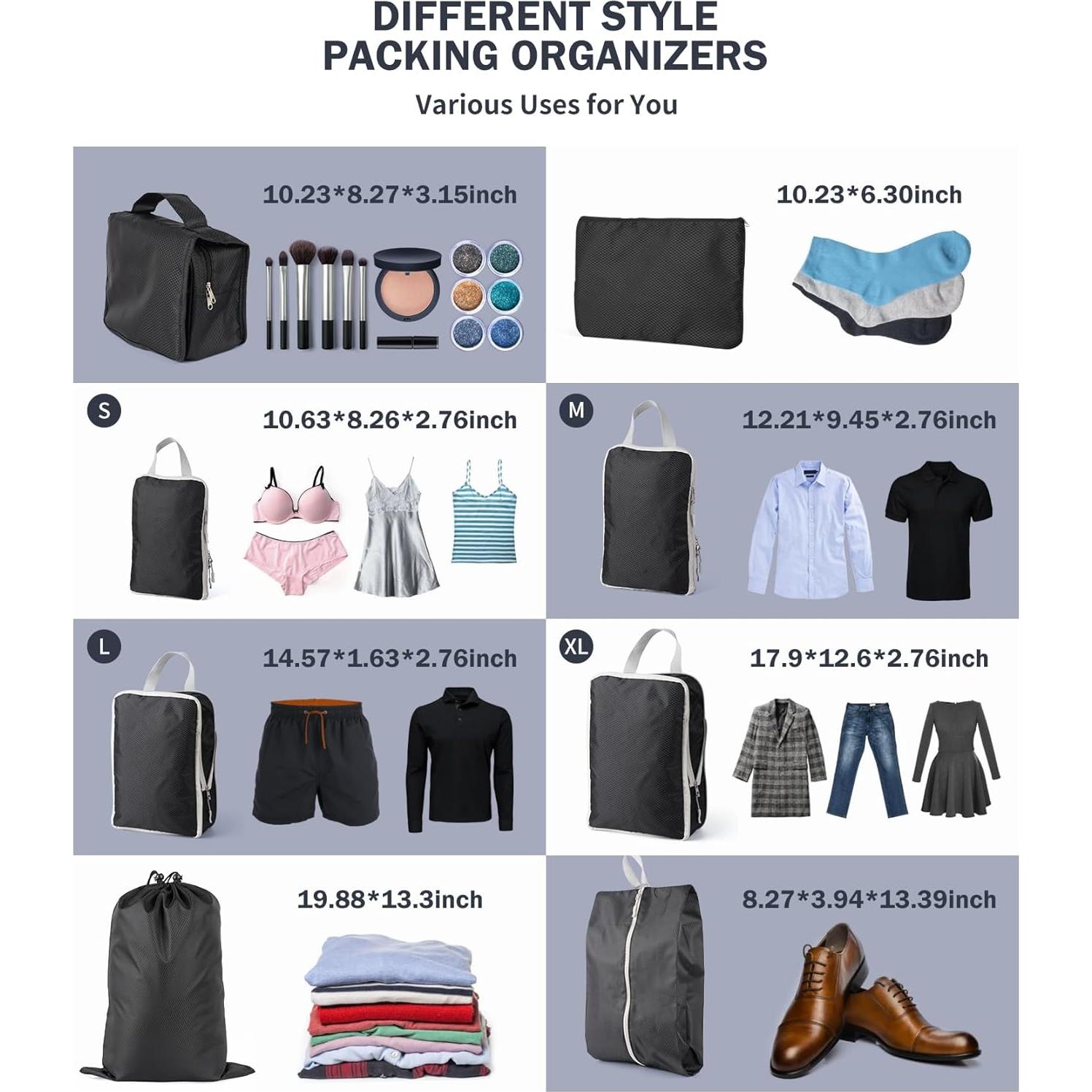 Set de 8 Cubos de Compresión Utook para Viaje - Ahorra Espacio