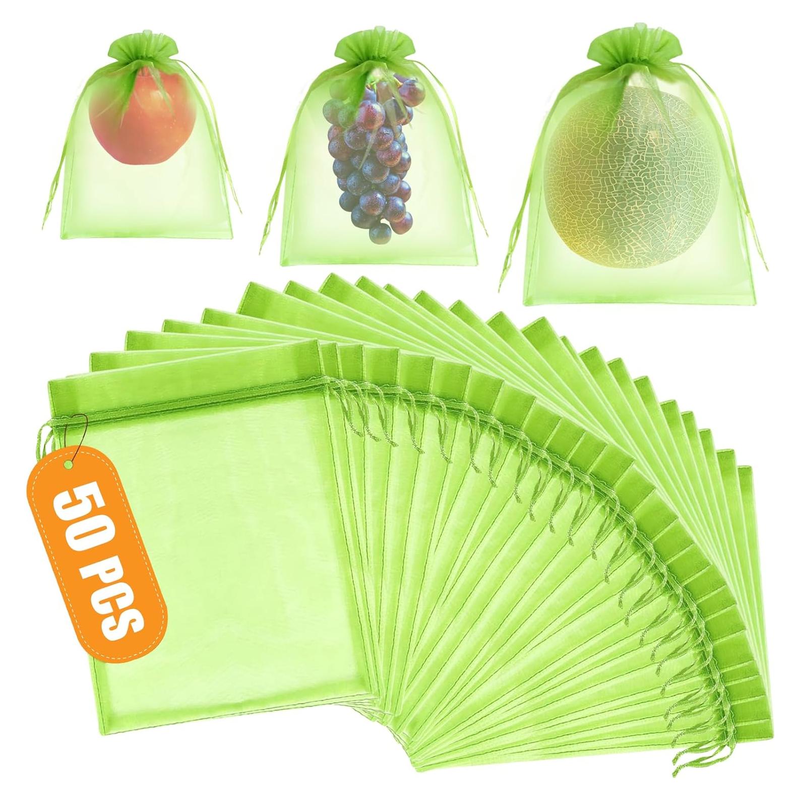 Bolsas de Protección para Frutas DQS 50pcs 15x20 cm Organza Verde