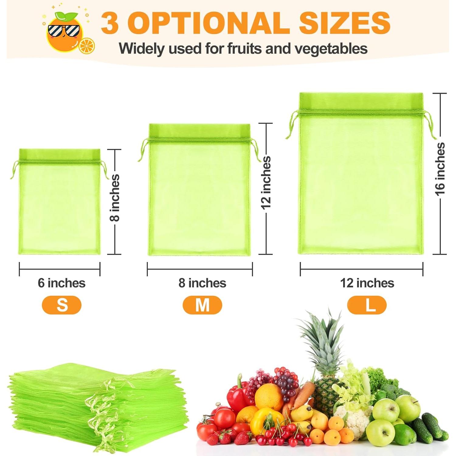 Bolsas de Protección para Frutas DQS 50pcs 15x20 cm Organza Verde