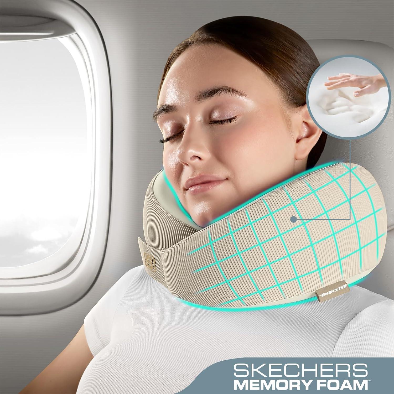 Almohada de Cuello Ergonomica Skechers Beige Espuma Memoria