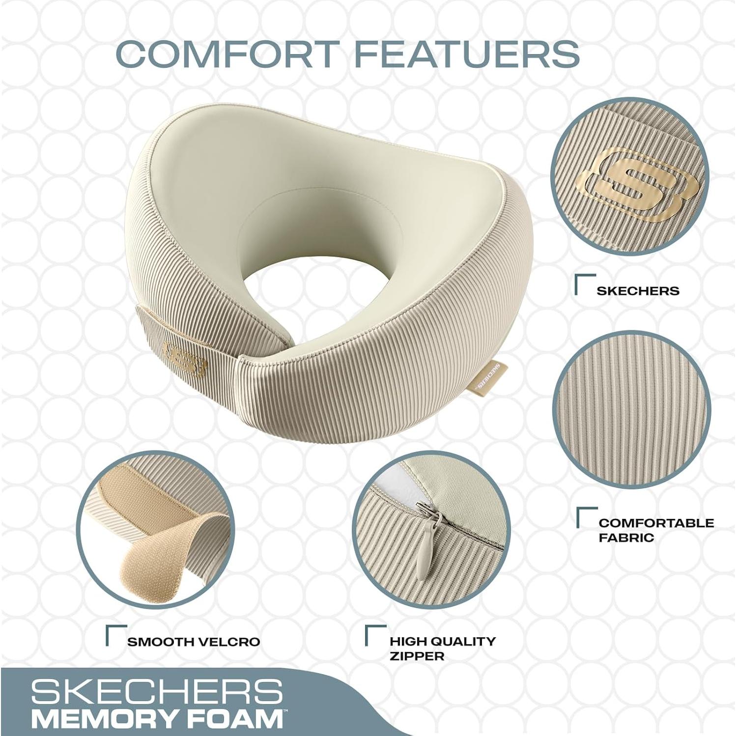 Almohada de Cuello Ergonomica Skechers Beige Espuma Memoria