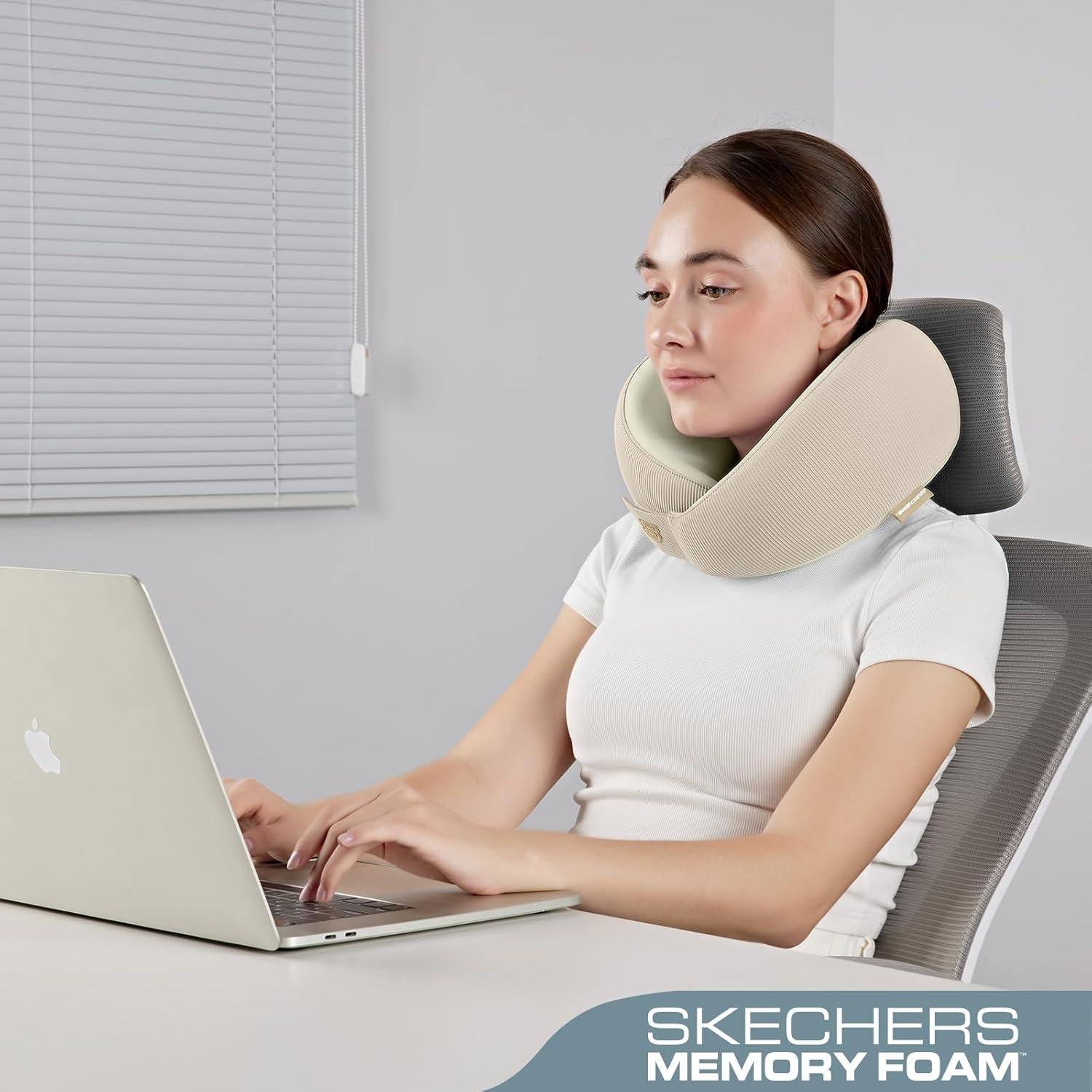 Almohada de Cuello Ergonomica Skechers Beige Espuma Memoria