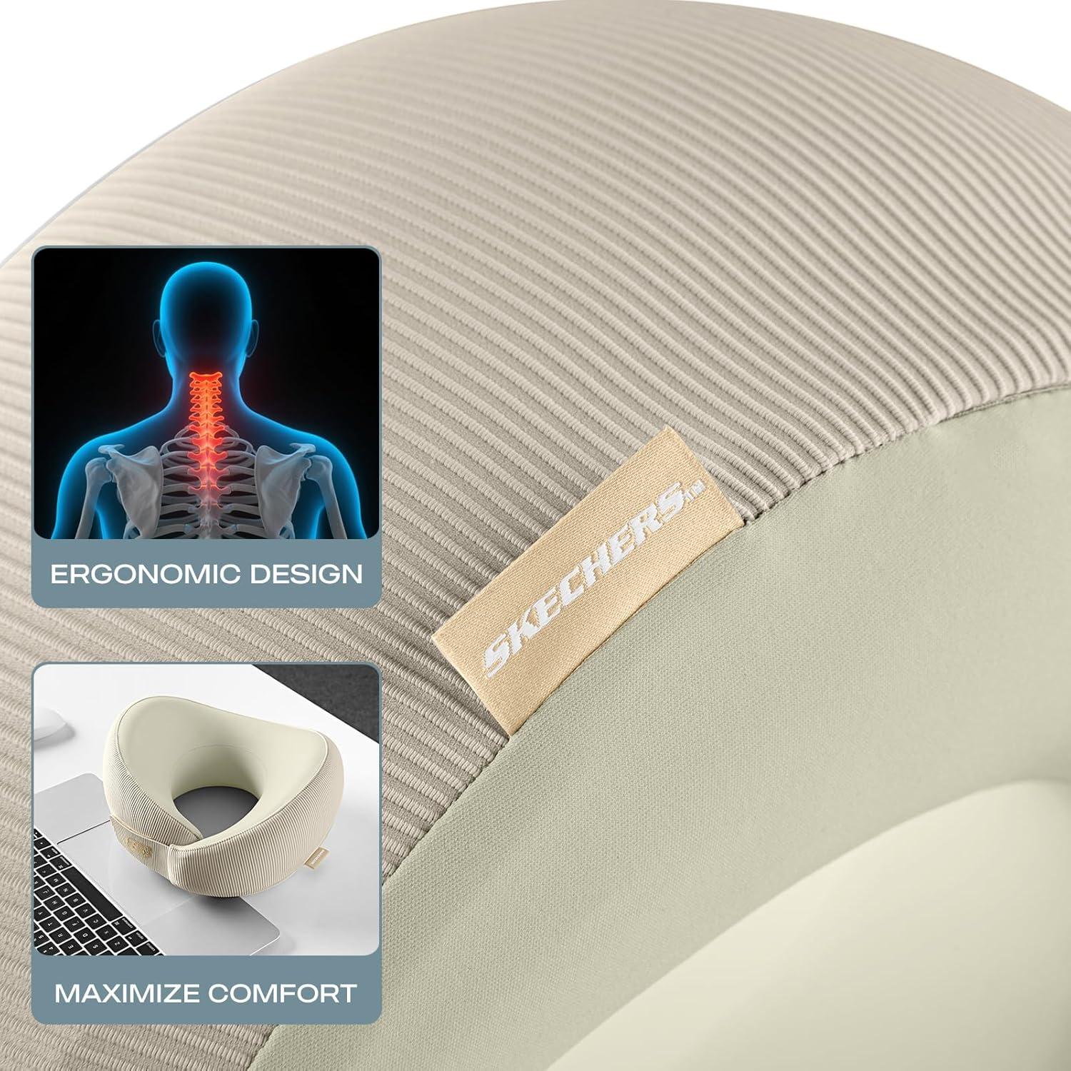 Almohada de Cuello Ergonomica Skechers Beige Espuma Memoria