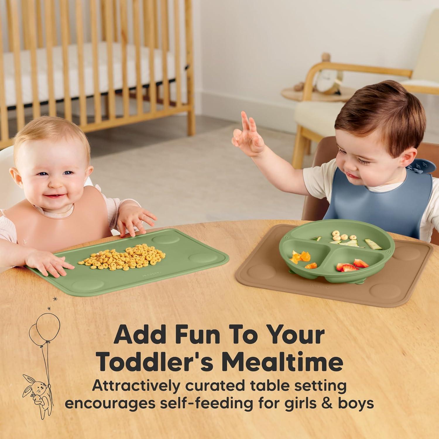 KeaBabies 2-Pack Manteles de Silicona Antideslizantes 30x22 cm