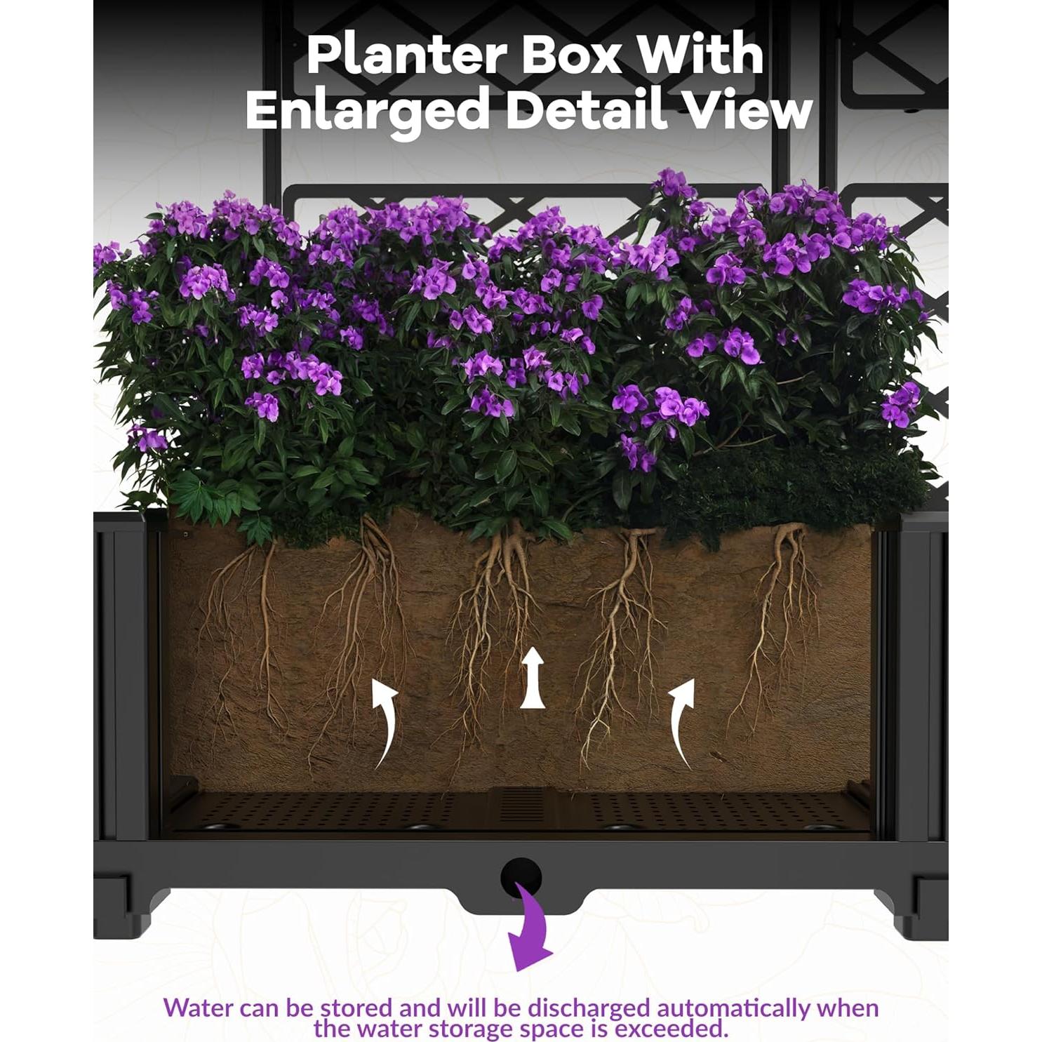 Cama de Jardín Elevada GarveeHome 3 PCS con Enrejado 126x42x160 cm