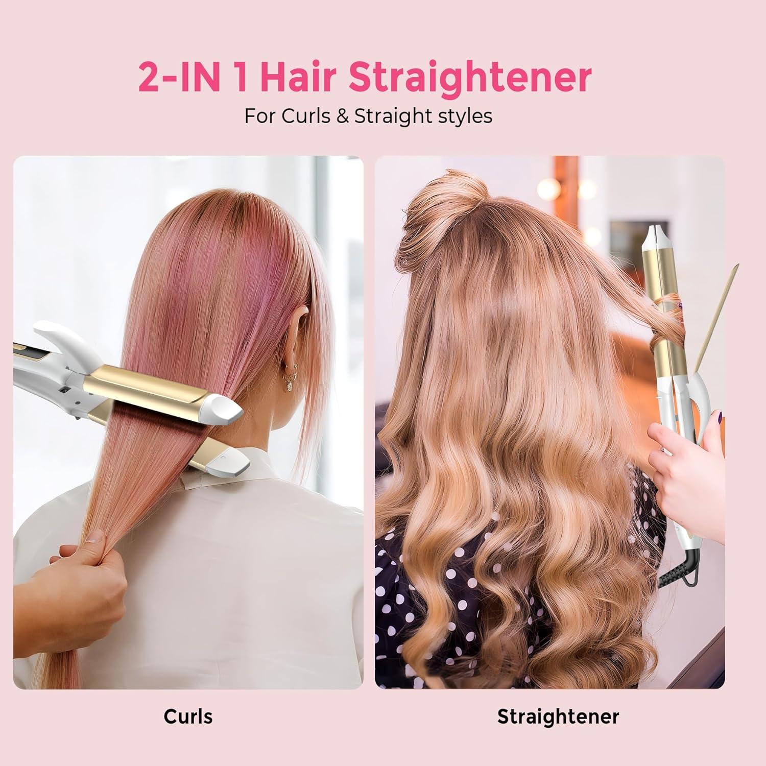 Plancha de Pelo 2 en 1 Atopskins Cerámica Doble Voltaje 69.85cm