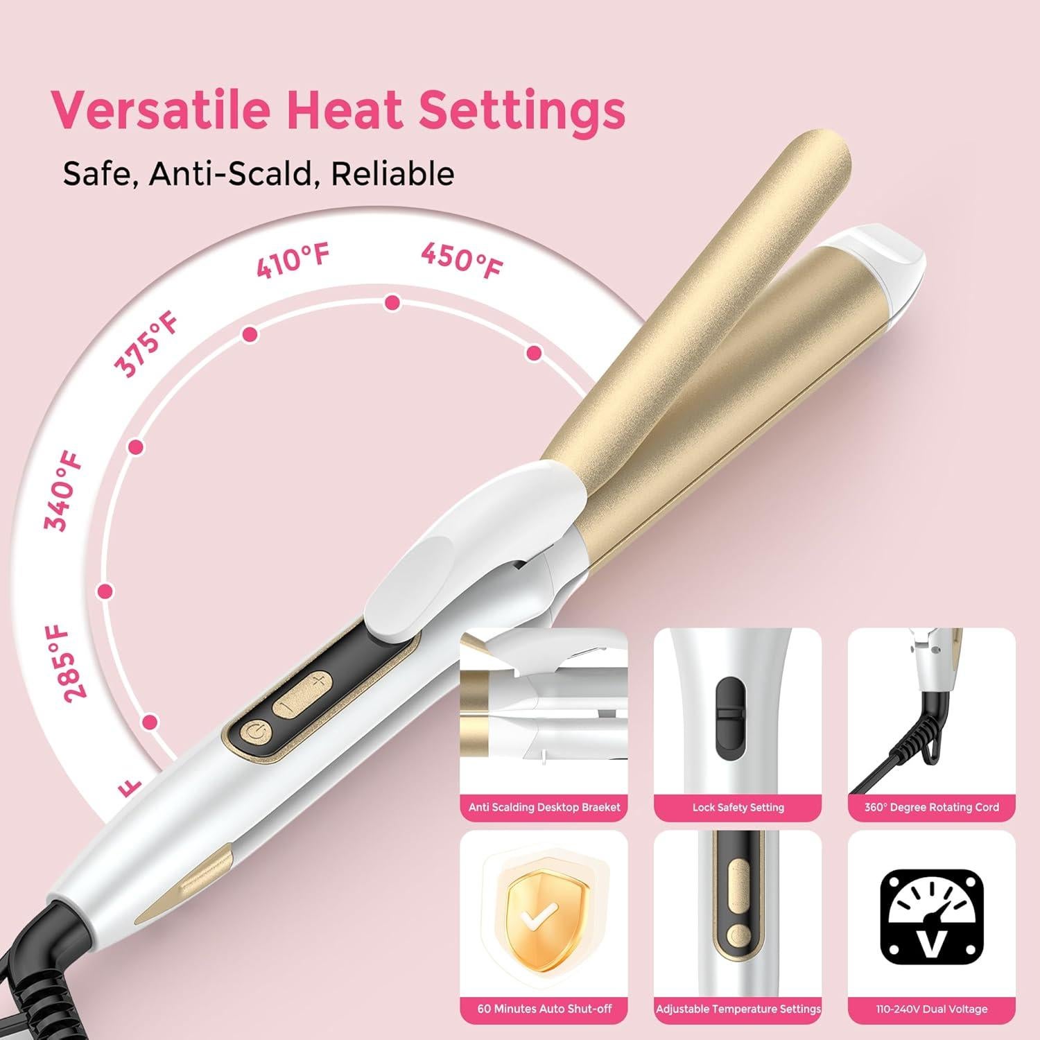 Plancha de Pelo 2 en 1 Atopskins Cerámica Doble Voltaje 69.85cm