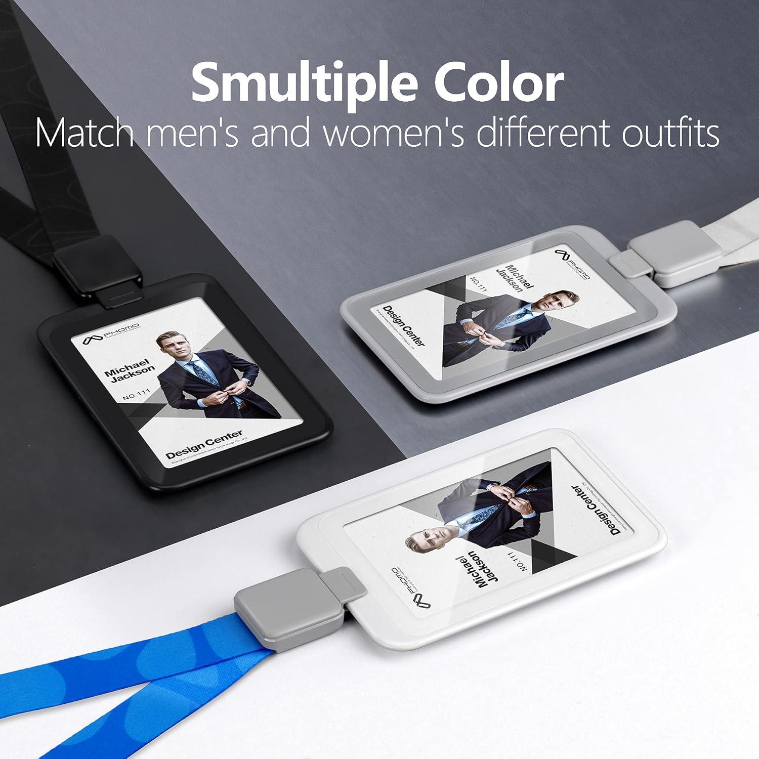 Soporte de identificación retráctil Phomo gris con clip