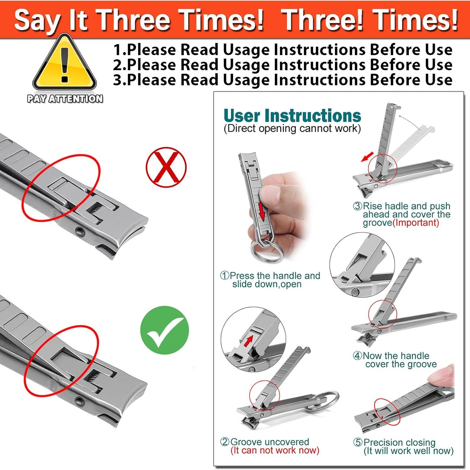 Cortauñas Plegable VOGARB Ultra Delgado con Lima y Limpiador