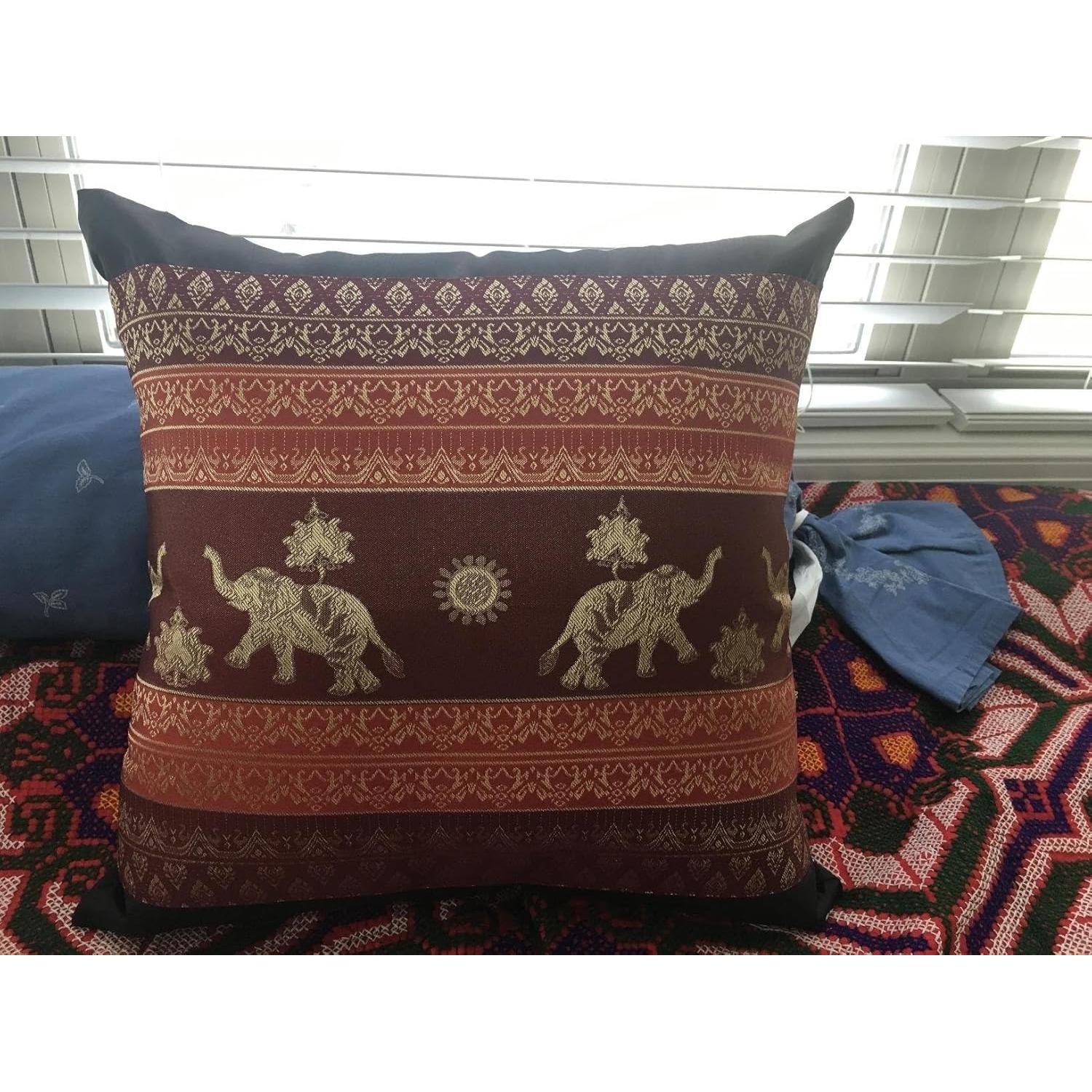 Funda de Cojín Decorativa Avarada Elefante 40x40 cm Negro Rojo