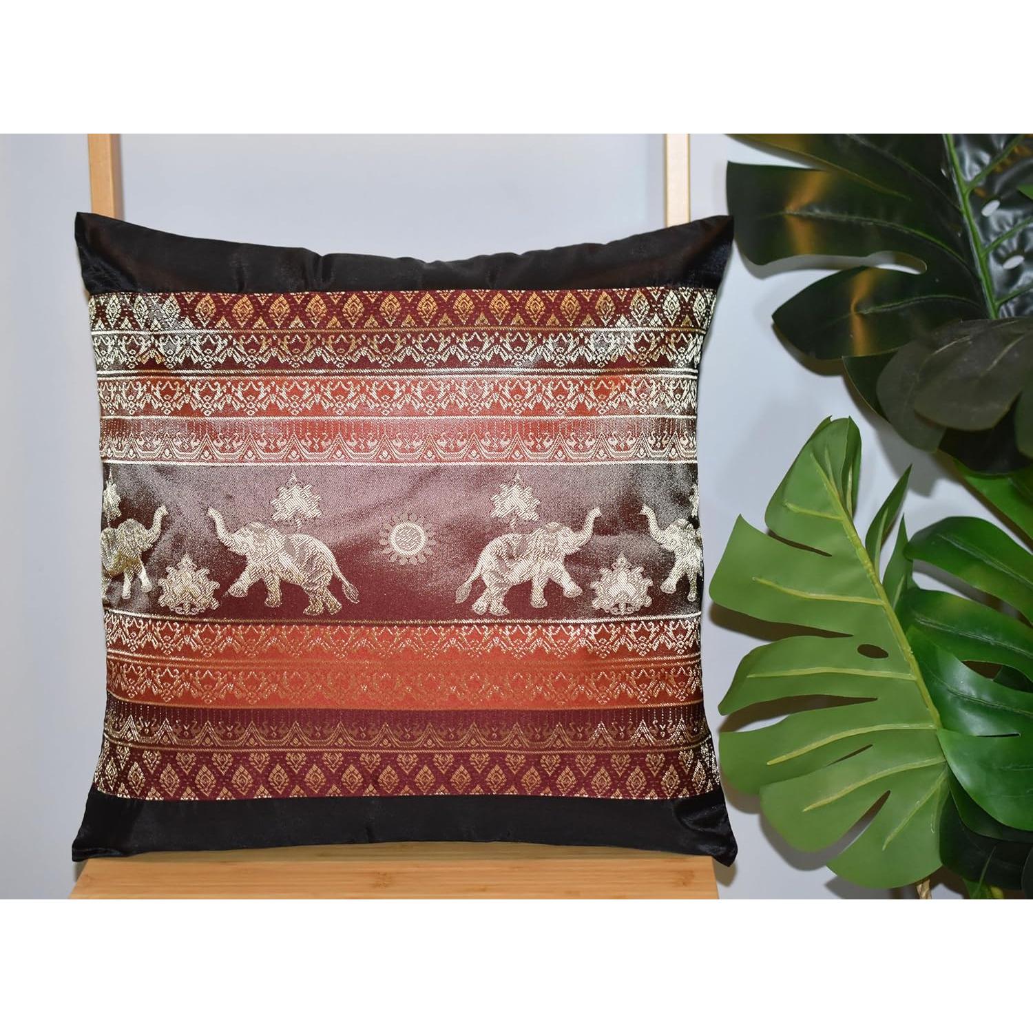 Funda de Cojín Decorativa Avarada Elefante 40x40 cm Negro Rojo