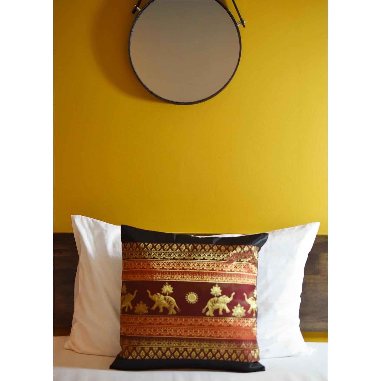 Funda de Cojín Decorativa Avarada Elefante 40x40 cm Negro Rojo