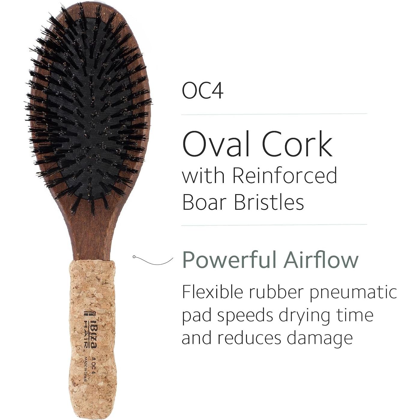 Cepillo Plano Ovalado Ibiza Hair OC4 Cerda de Jabalí y Nylon