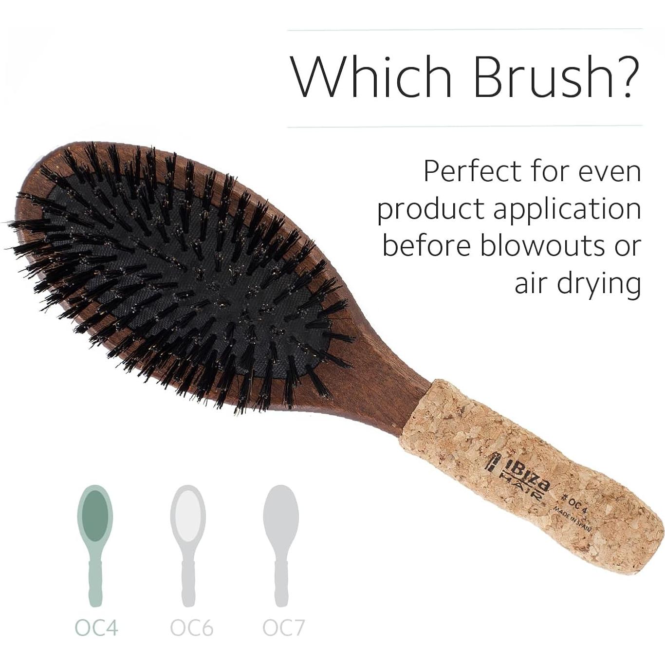 Cepillo Plano Ovalado Ibiza Hair OC4 Cerda de Jabalí y Nylon