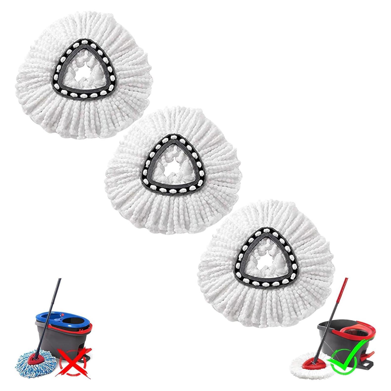 Cabezas de Repuesto para Mop de Giro 3 Pcs Microfibra 360°