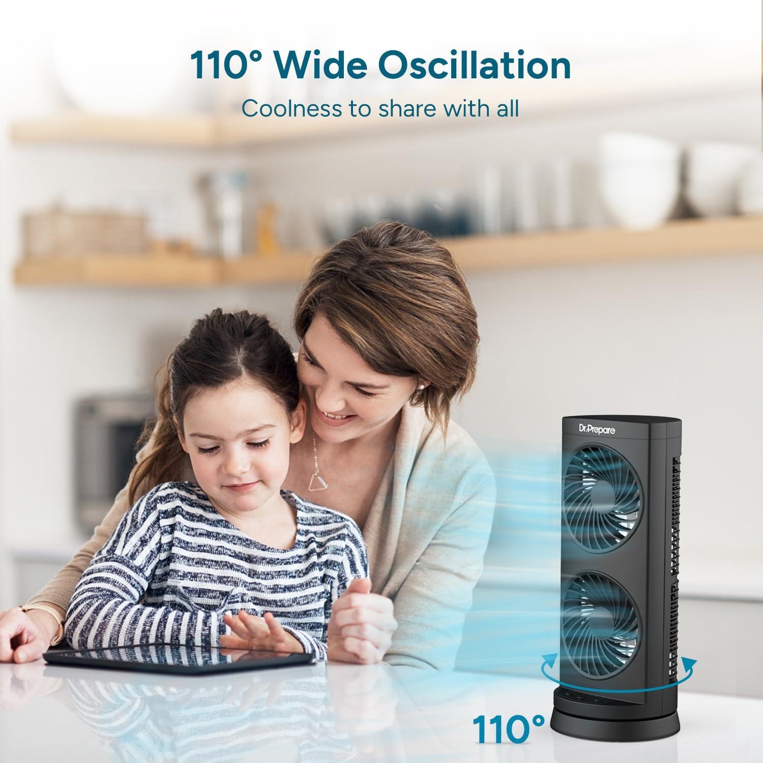 Ventilador de Torre Dr. Prepare DCDF11-G1-US 30.48 cm Oscilante