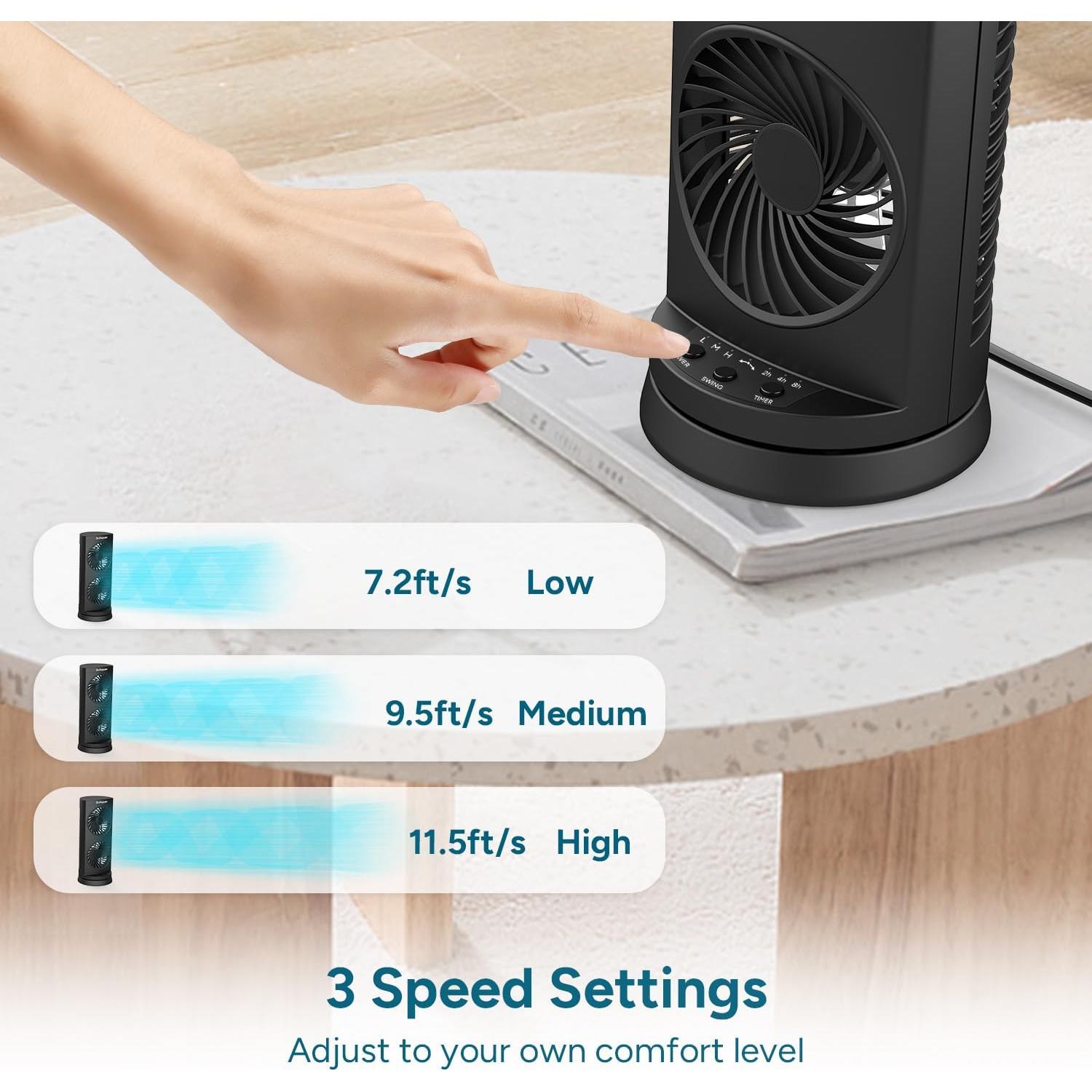 Ventilador de Torre Dr. Prepare DCDF11-G1-US 30.48 cm Oscilante