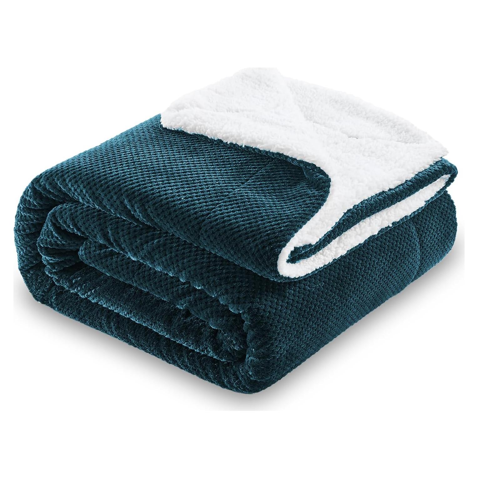 Manta de Sherpa SOCHOW 127x152 cm Coral Azul Suave y Reversible