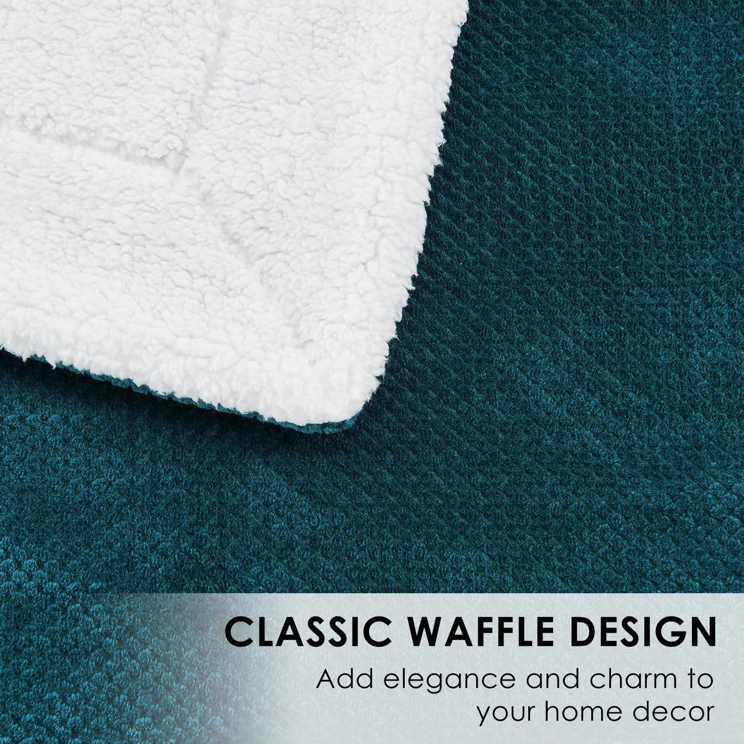 Manta de Sherpa SOCHOW 127x152 cm Coral Azul Suave y Reversible