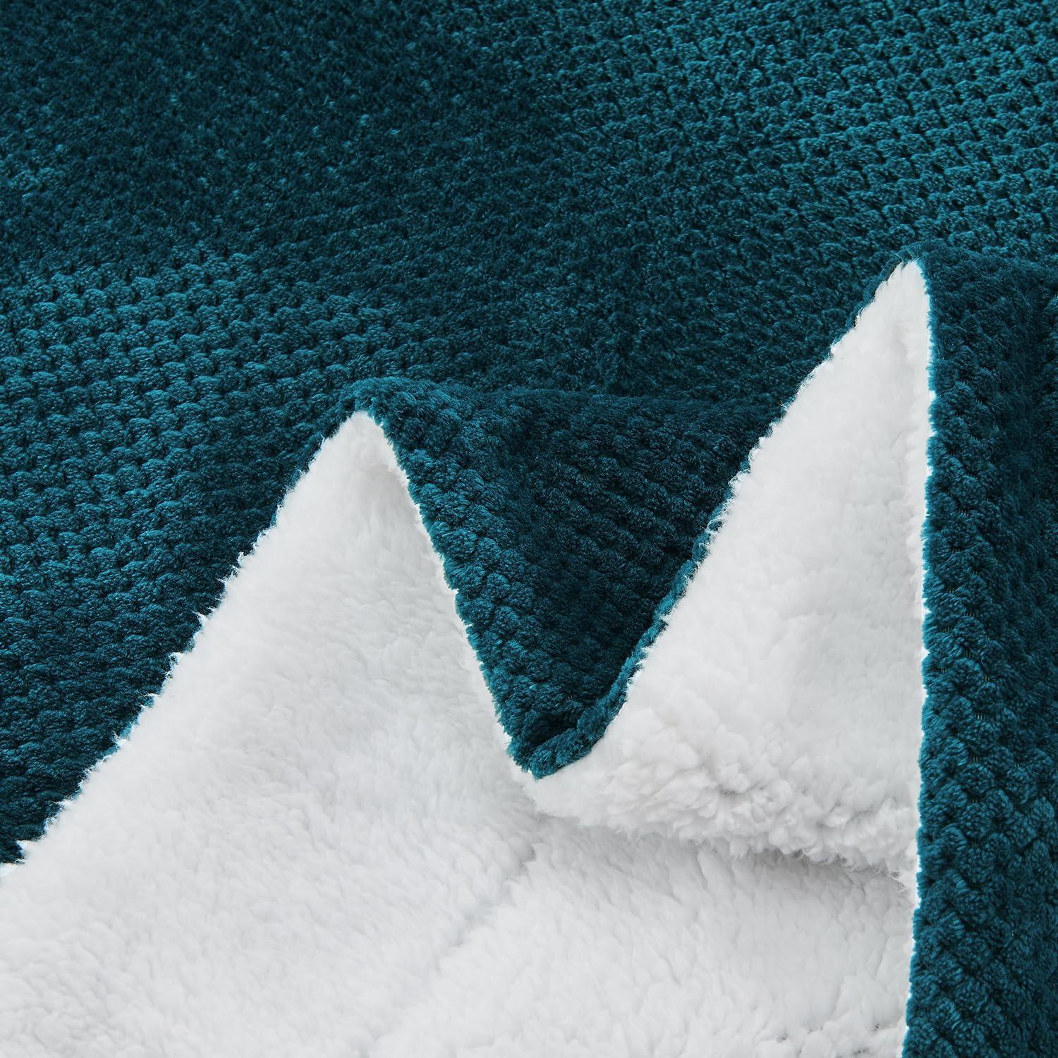 Manta de Sherpa SOCHOW 127x152 cm Coral Azul Suave y Reversible