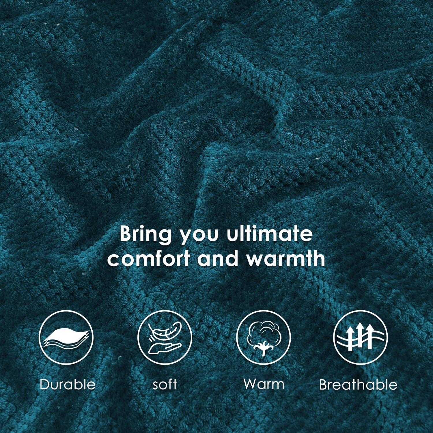 Manta de Sherpa SOCHOW 127x152 cm Coral Azul Suave y Reversible