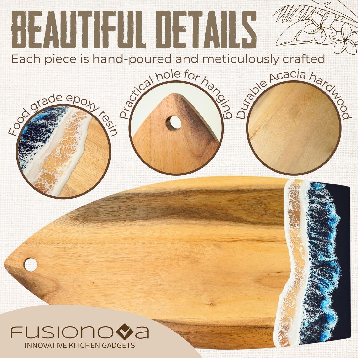 Tabla de Cortar de Acacia Fusionova Surf 40x20 cm Epoxi