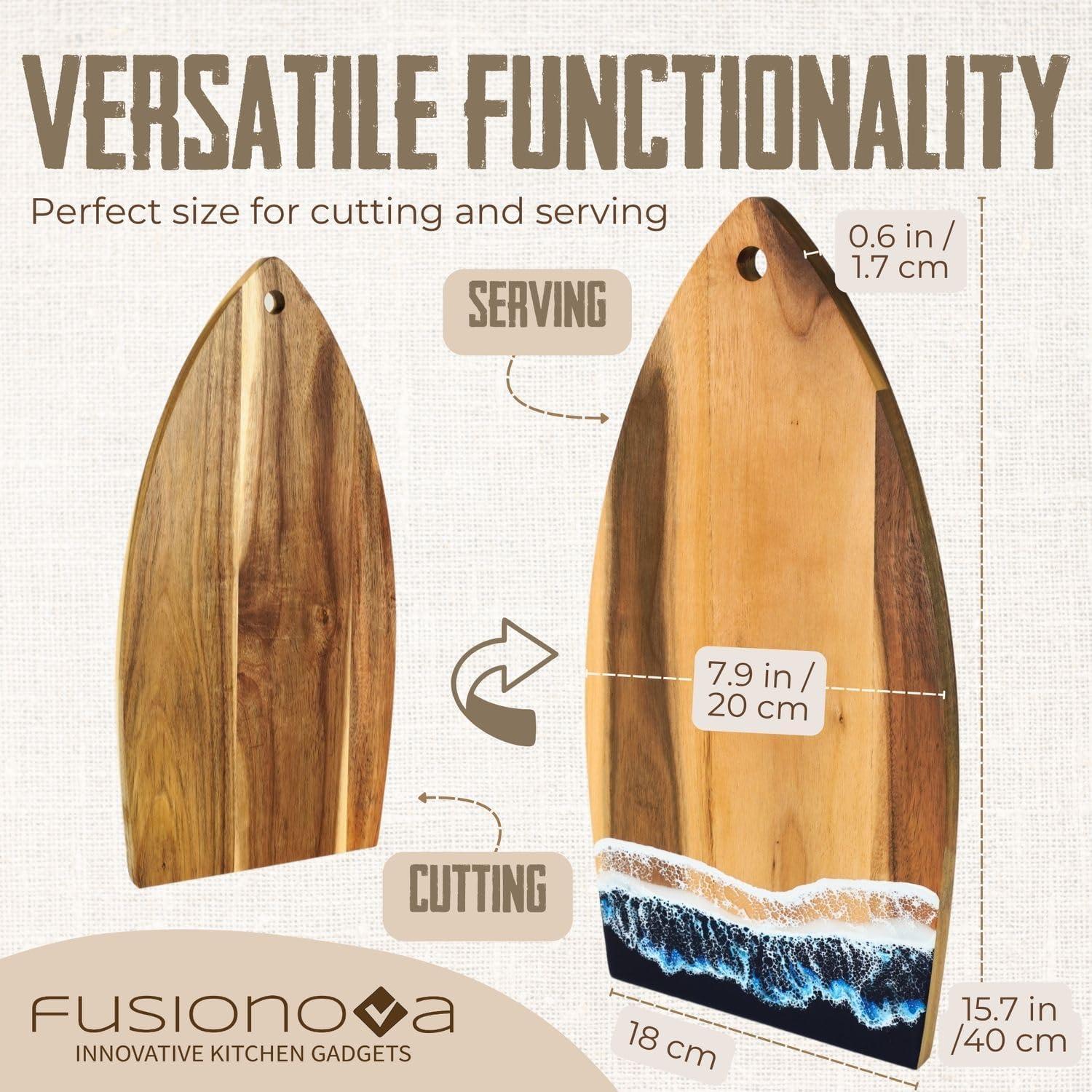Tabla de Cortar de Acacia Fusionova Surf 40x20 cm Epoxi