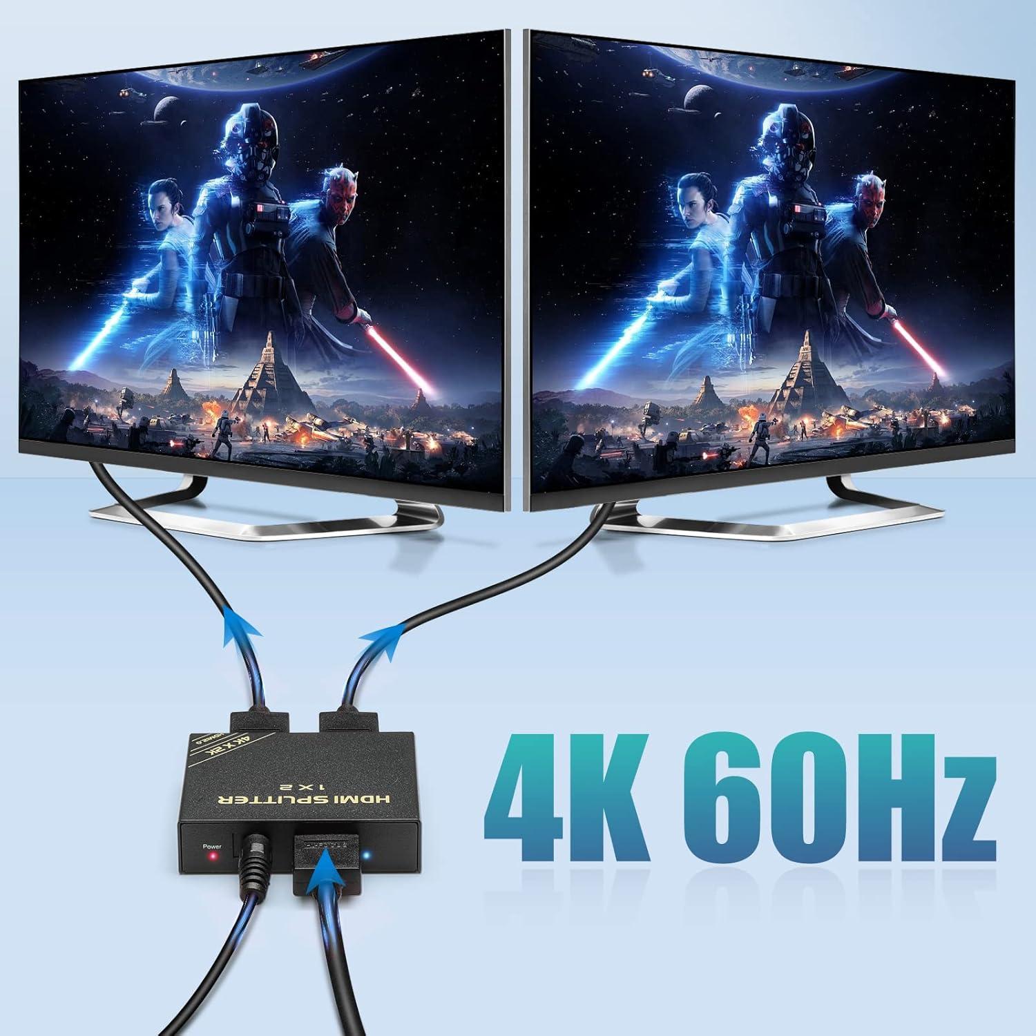Divisor HDMI 1x2 HBAVLINK 4K 60Hz - Compatible PS5, Apple TV