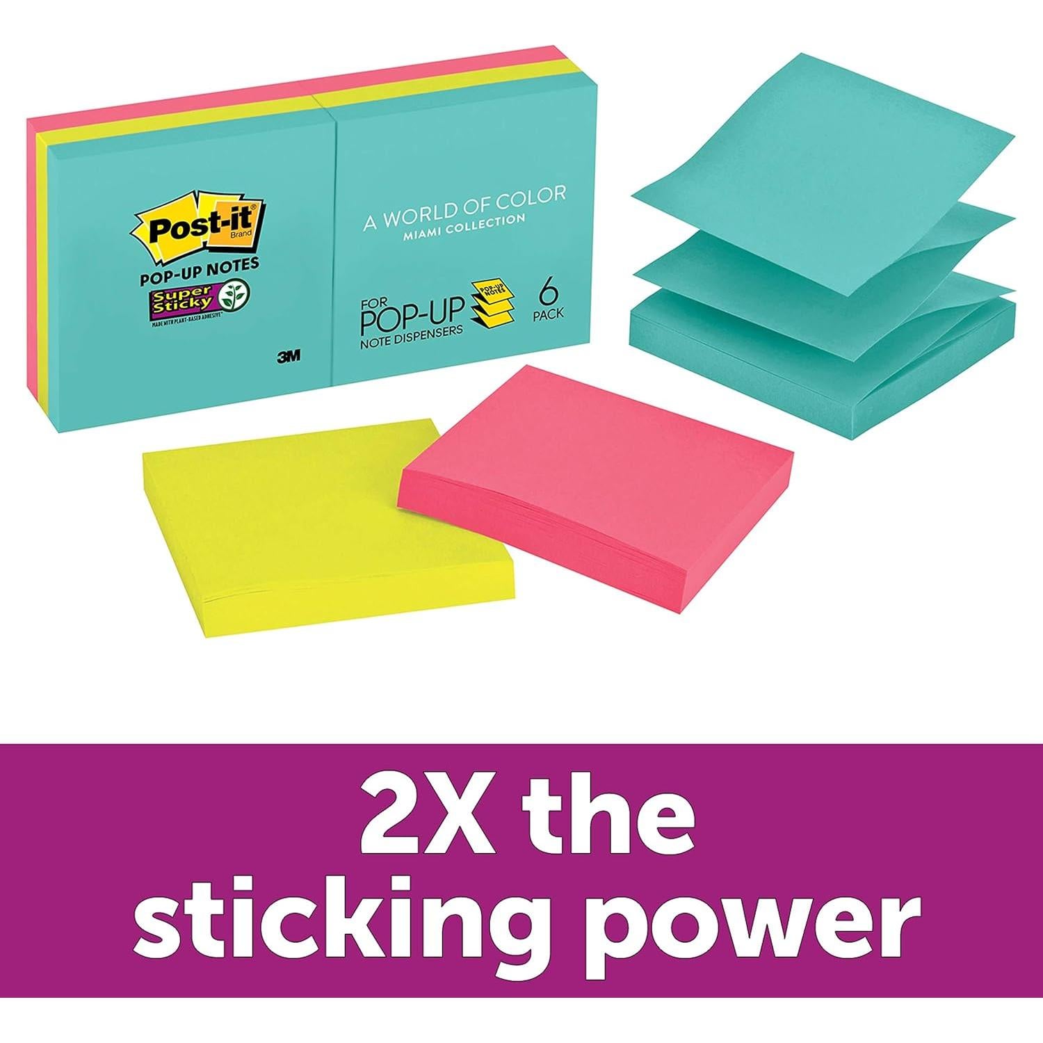 Notas Adhesivas Post-it Super Sticky 3x3" Supernova Neons - 6 Blocs