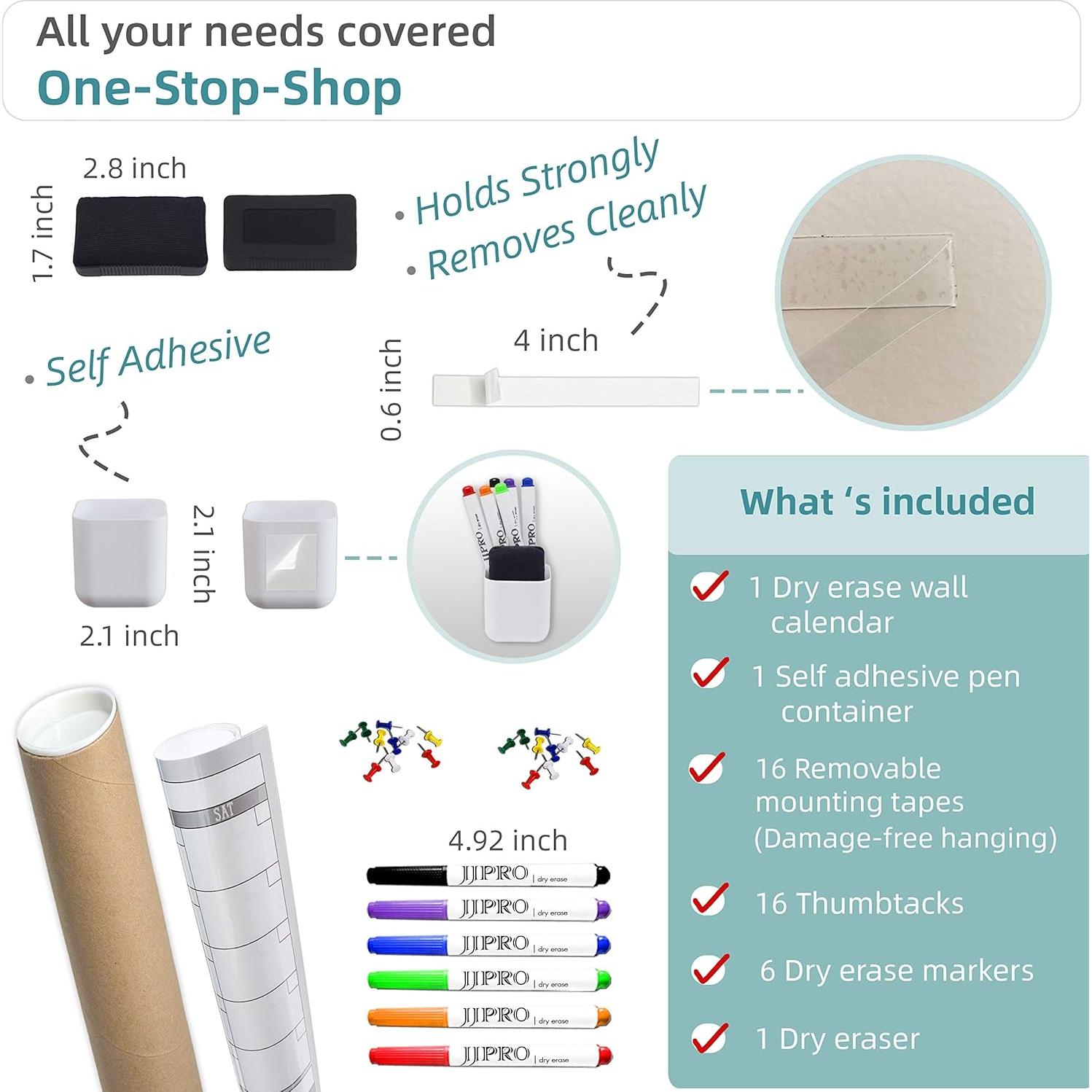 Calendario de Pared Borrable JJPRO 152x96 cm Anual No Datado