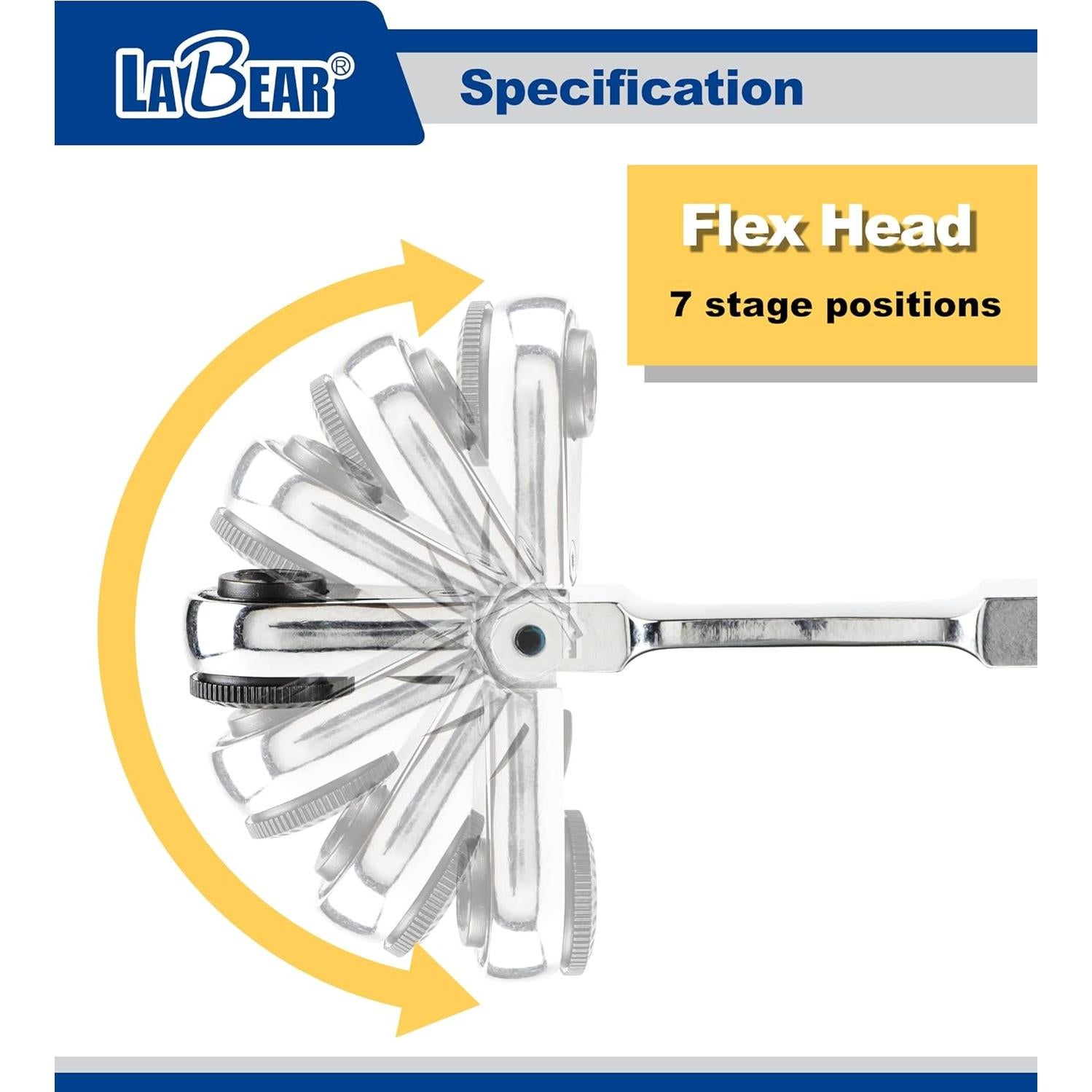 Carraca Dual Flexible LABEAR 1/4" con Cabeza de 180°
