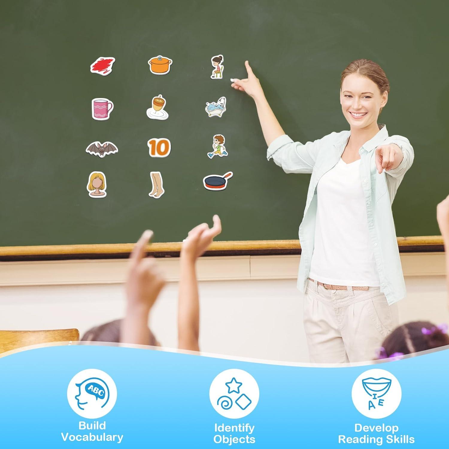 Juego de Palabras CVC Kasfalci - 50 Imanes de Espuma para Niños