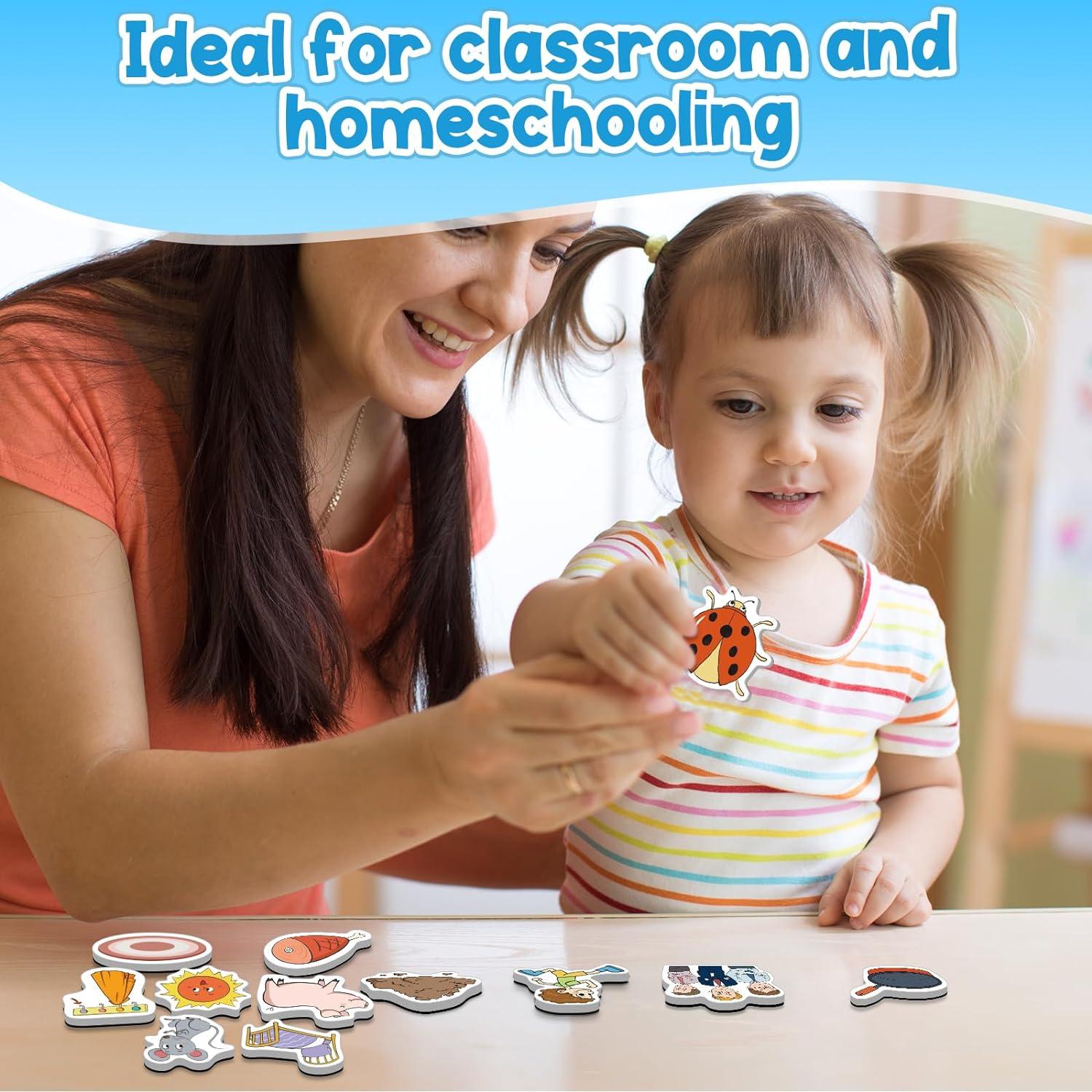 Juego de Palabras CVC Kasfalci - 50 Imanes de Espuma para Niños