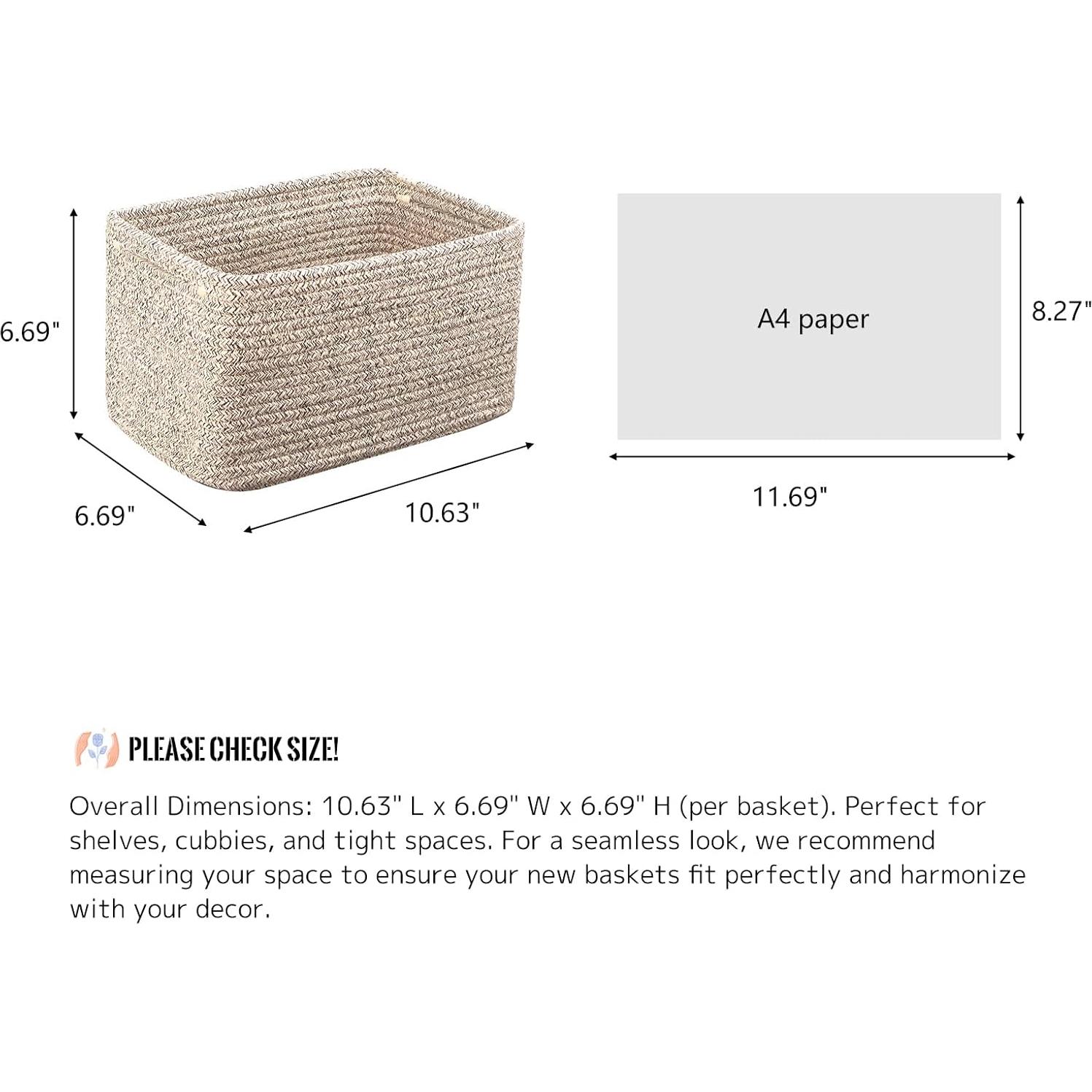 Cesta de Almacenamiento de Cuerda de Algodón R RUNKA 27x17x17 cm Beige