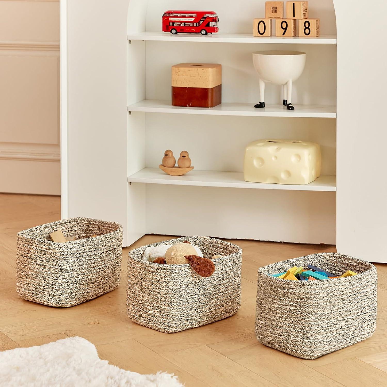 Cesta de Almacenamiento de Cuerda de Algodón R RUNKA 27x17x17 cm Beige