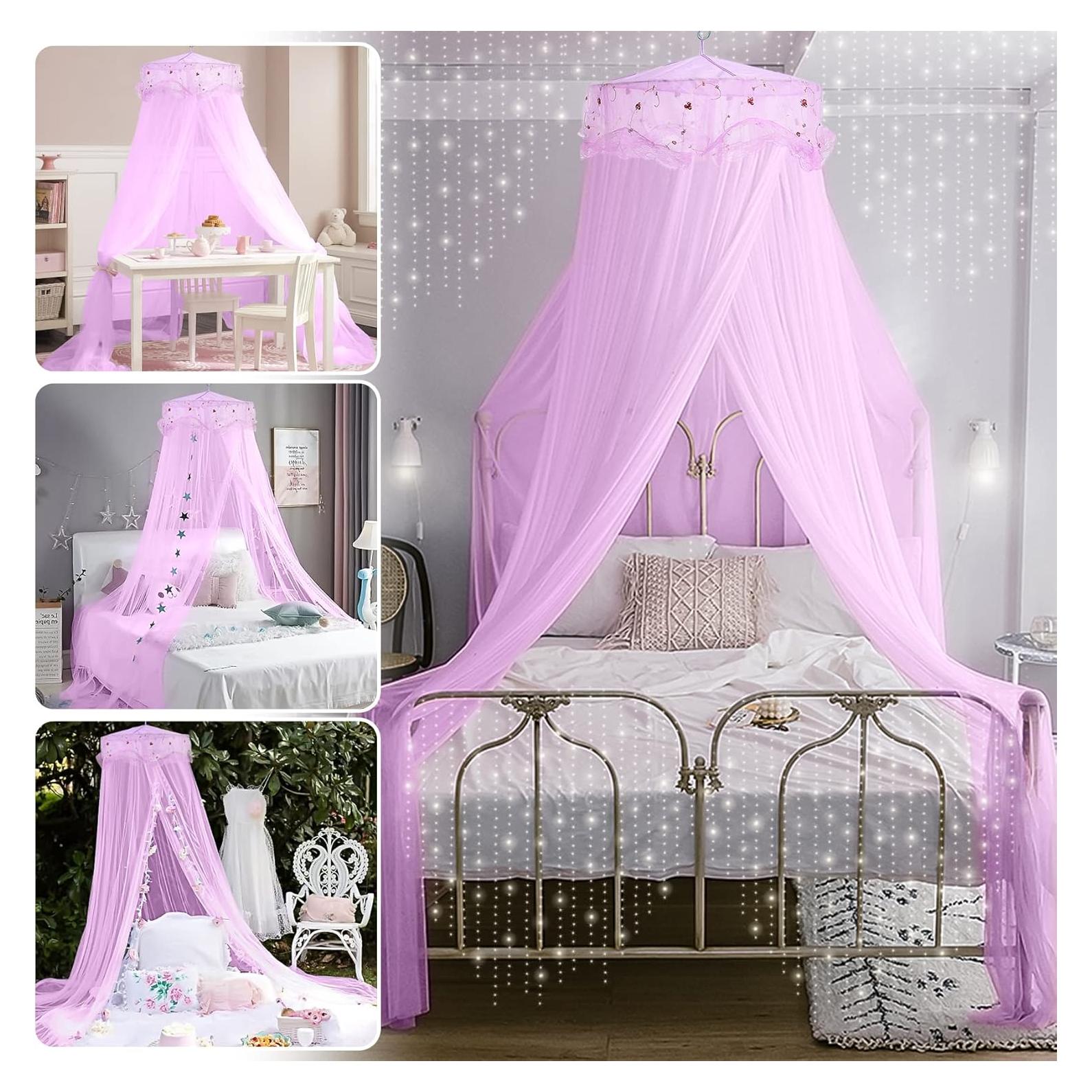 Dosel de Cama Jeteventy Princesa Púrpura 2.6m Redonda