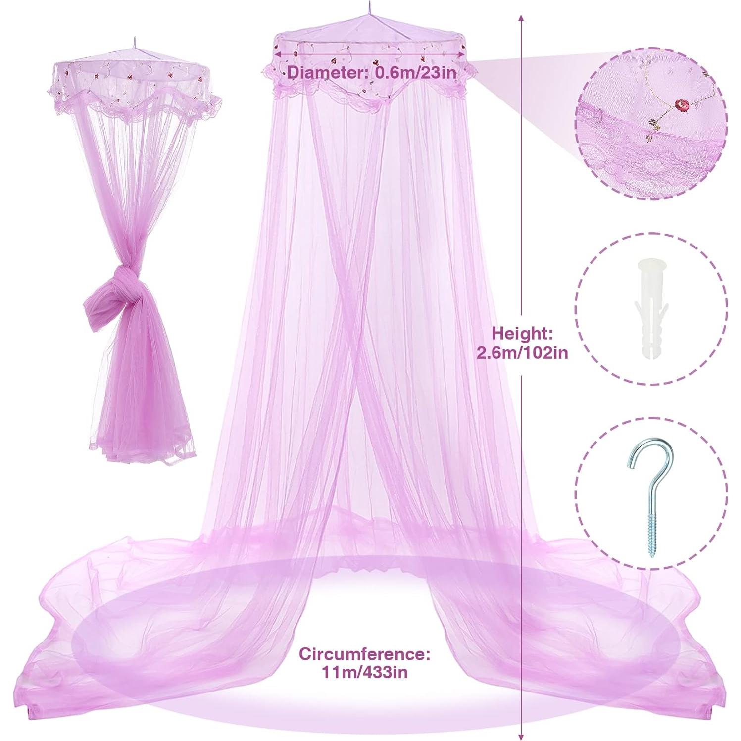 Dosel de Cama Jeteventy Princesa Púrpura 2.6m Redonda