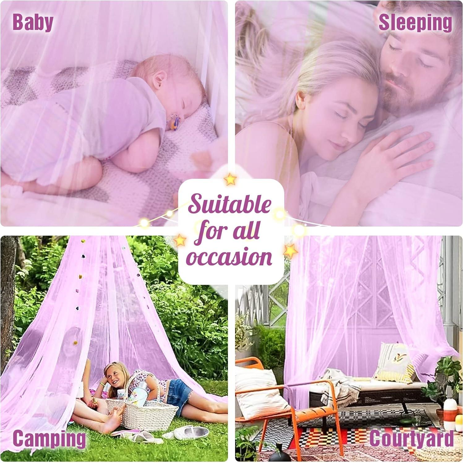 Dosel de Cama Jeteventy Princesa Púrpura 2.6m Redonda