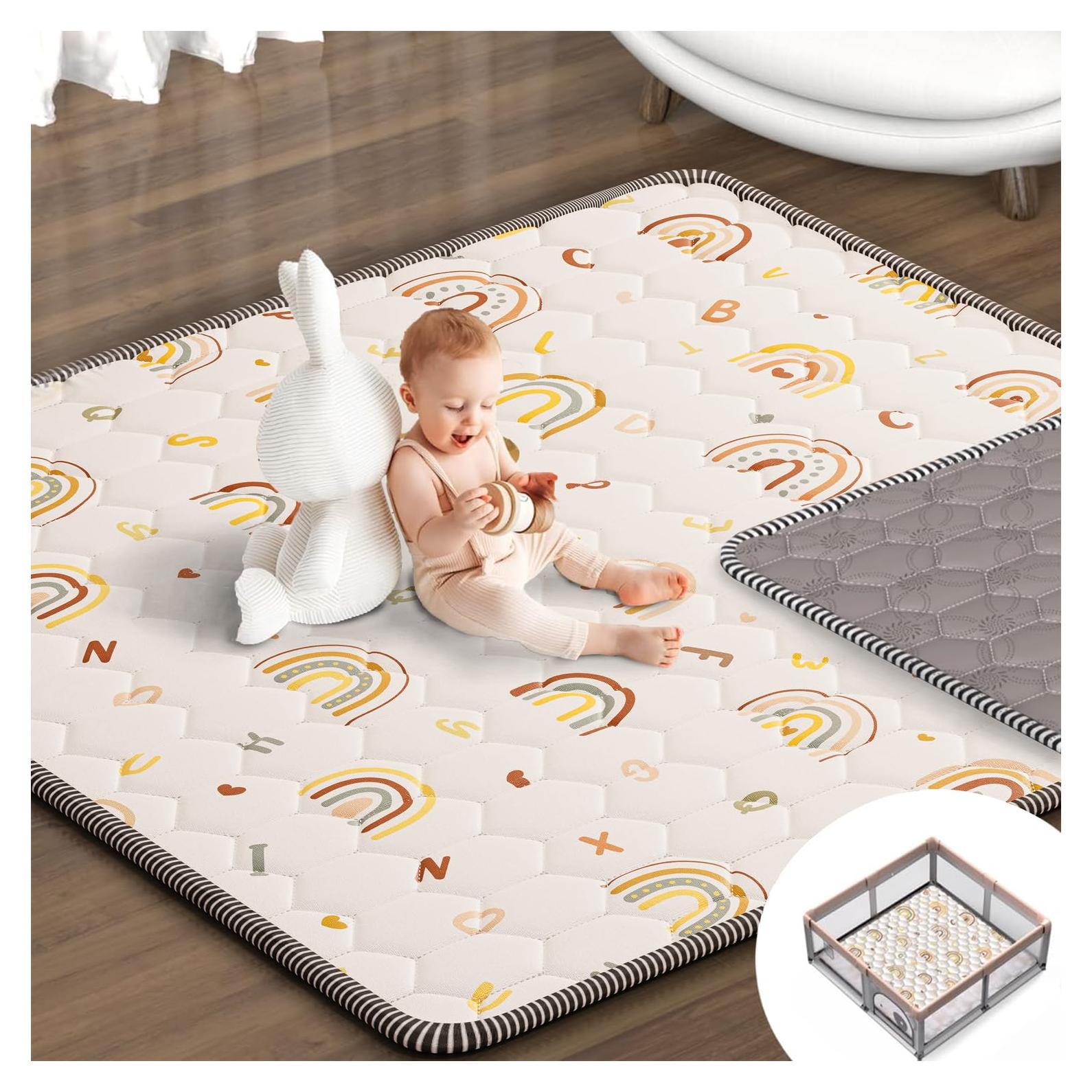 Alfombra de Juego Antideslizante ieBabay 127x127 cm Beige
