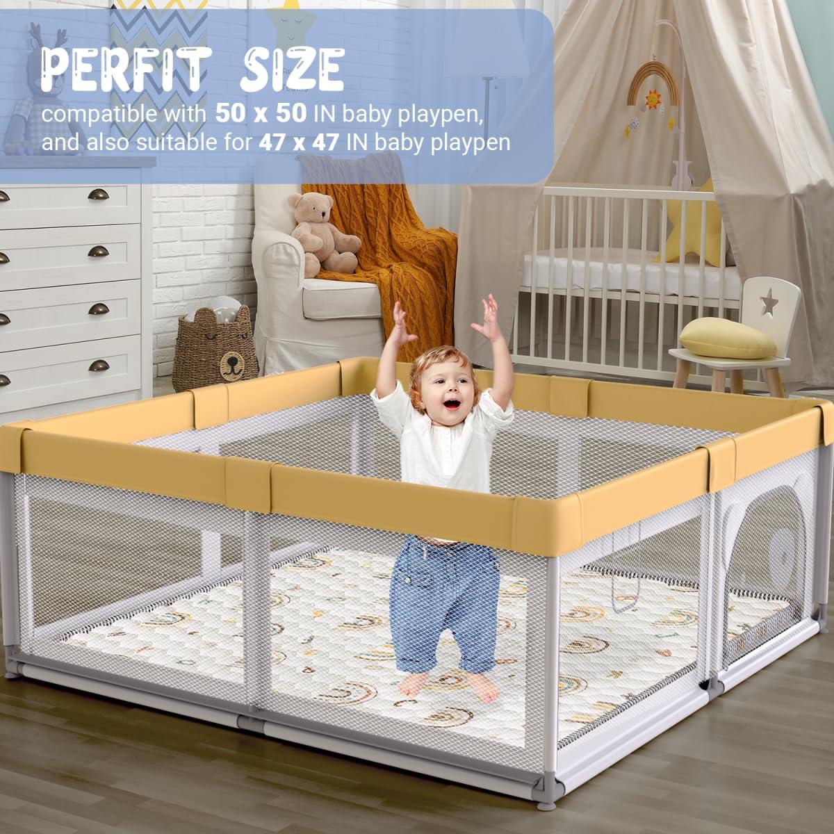 Alfombra de Juego Antideslizante ieBabay 127x127 cm Beige