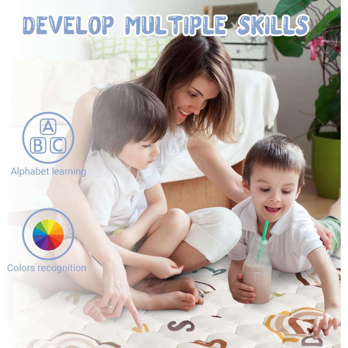 Alfombra de Juego Antideslizante ieBabay 127x127 cm Beige