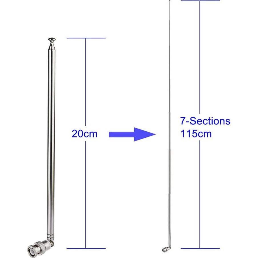 Antena Telescópica Bingfu BNC Macho 20-1300MHz 7 Secciones