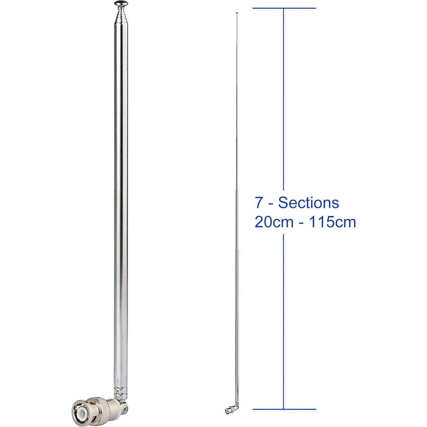 Antena Telescópica Bingfu BNC Macho 20-1300MHz 7 Secciones
